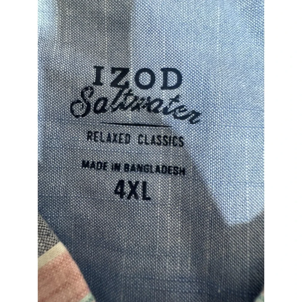 IZOD Shirt Mens 4XL Multicolor Plaid Short Sleeve Cotton Button Down Relaxed Fit - Picture 2 of 10
